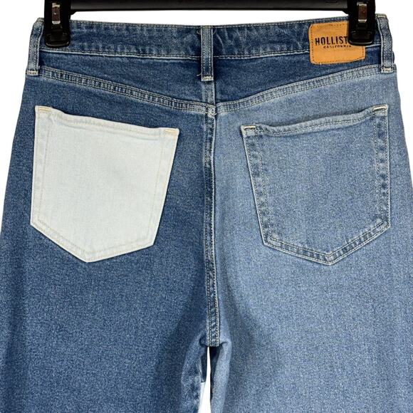 Hollister SZ 7R W28xL27 Mom Jeans Colorblock Zip-Fly Ultra Hi-Rise Pockets Blue - Picture 5 of 10
